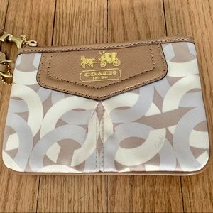 Coach Wristlet - Brown/White/Gray/Gold